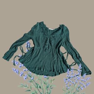 Miami Teal Lace Accent Blouse